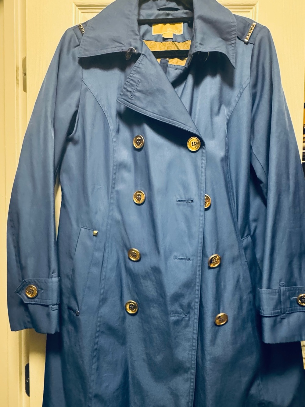 Michael Kors Women’s Double-Breasted Blue Trench Coat